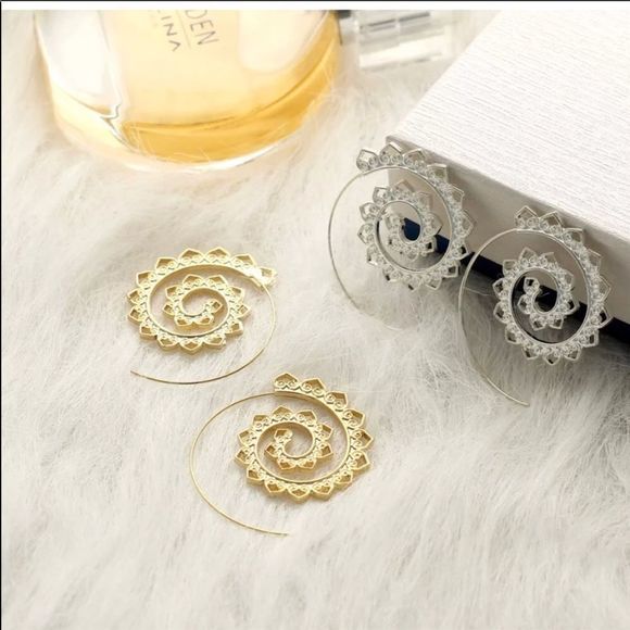 BOHO Silver Earrings Festivals 1 and 3/4” NEW - Picture 1 of 3